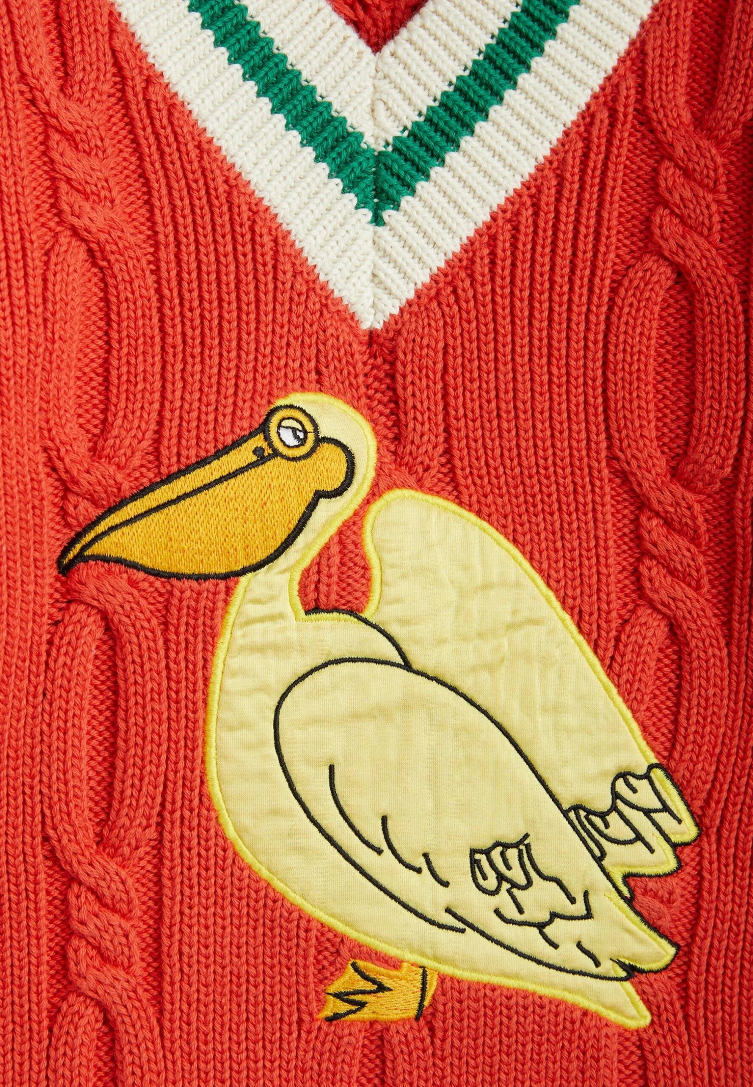 Mini Rodini Pelican V-Neck Unisex - Jumper - Red 5 Mini Rodini Pelican V-Neck Unisex - Jumper - Red - Image 3