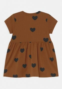 Mini Rodini Basic Hearts Dress - Jersey Dress - Brown -Kids Clothing Shop 3775339adaf046518baa475c635004da