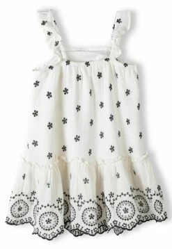 Minoti Embroidered - Day Dress - White Black -Kids Clothing Shop 4133dbe3319d45ee9265ce629399cb93