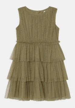 Tiered Sleeveless Dress - Cocktail Dress / Party Dress - Olive