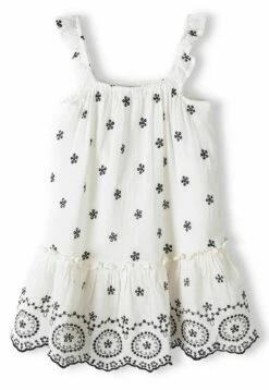 Minoti Embroidered - Day Dress - White Black -Kids Clothing Shop 6ae1444a46f743a38ec2d57ee38a5104