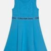 Calvin Klein Jeans Logo Tape Punto Sleeveless Dress - Jersey Dress - Blue Crush