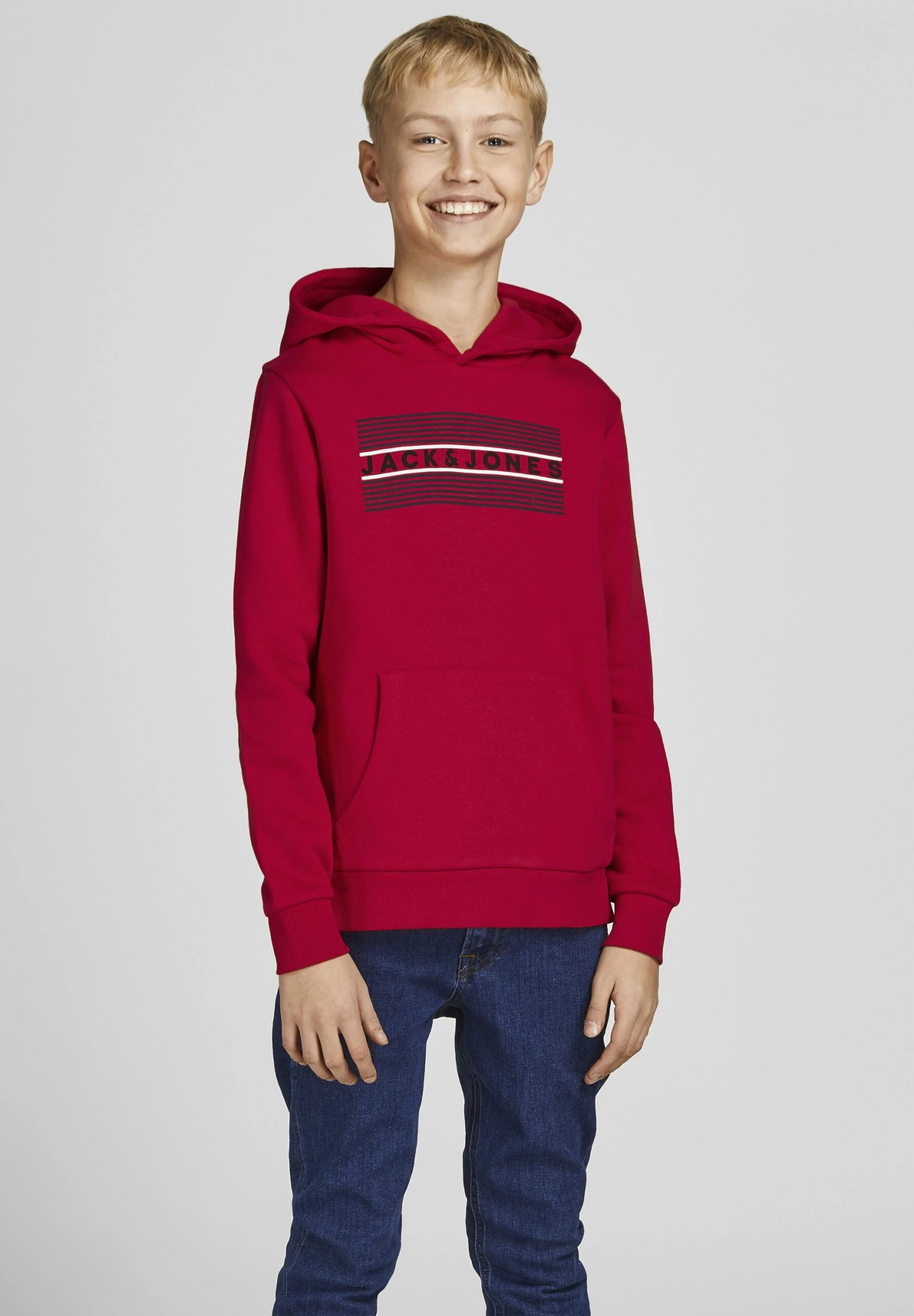 Jack & Jones Junior Jjecorp Logo- Hoodie - True Red 4 Jack & Jones Junior Jjecorp Logo- Hoodie - True Red - Image 2