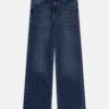 Wide Leg - Flared Jeans - Dark Blue Denim