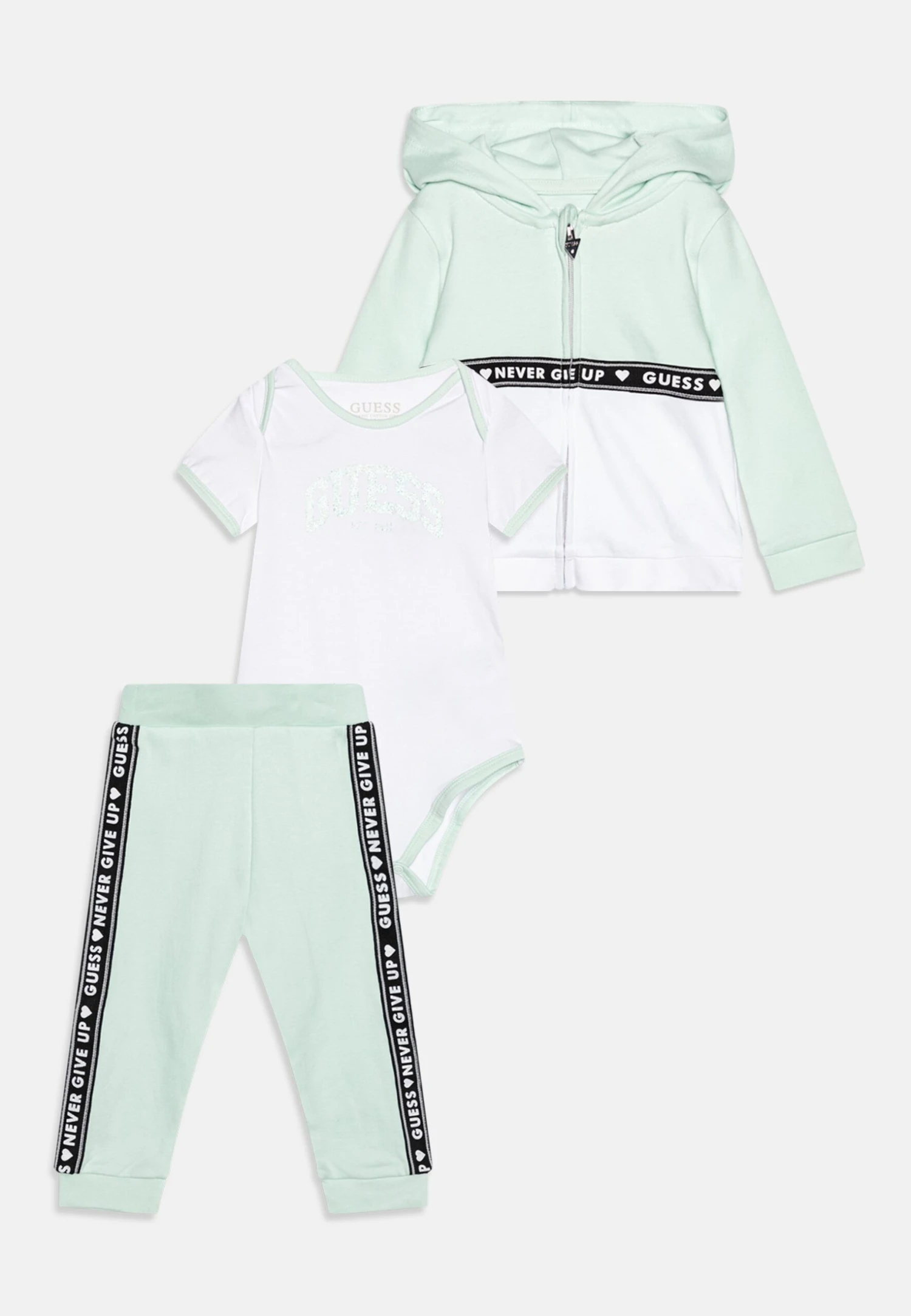 Guess Newborn Take Me Home Unisex Set - Zip-Up Sweatshirt - Bebe Blue 3 Guess Newborn Take Me Home Unisex Set - Zip-Up Sweatshirt - Bebe Blue