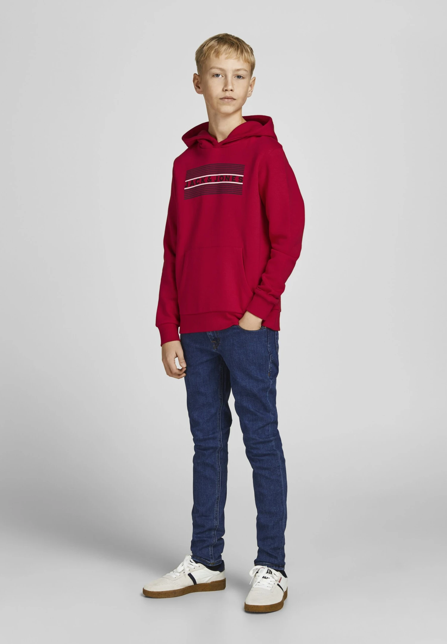 Jack & Jones Junior Jjecorp Logo- Hoodie - True Red 3 Jack & Jones Junior Jjecorp Logo- Hoodie - True Red
